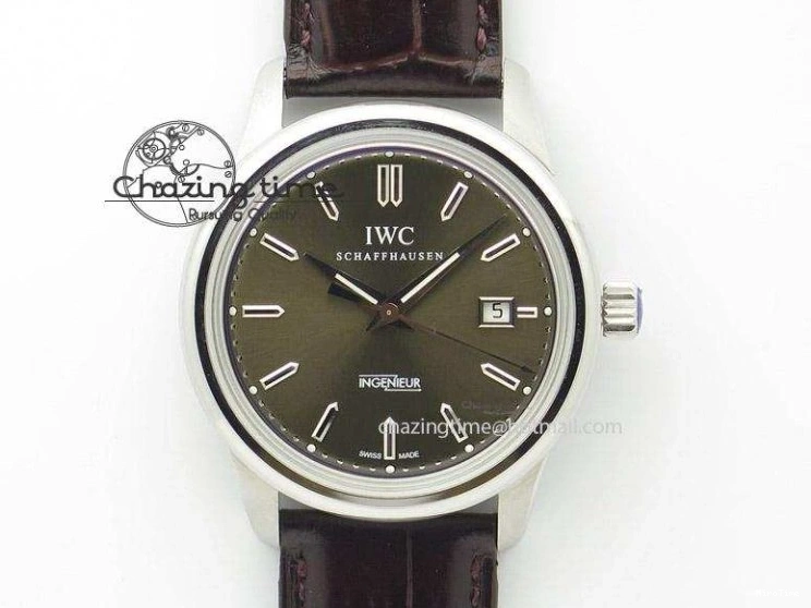 MIROTIME 0227 Attractive Portofino 37mm SS V7F 1:1 Best Edition Gray Dial Diamonds Bezel on Gray Leather Strap A 7091